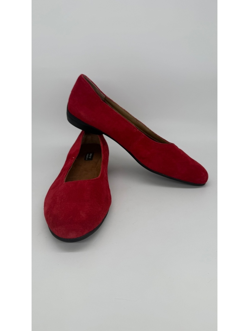 Vintage 1990s Valley Lane Red Suede Leather Flats Women’s 11W Wide